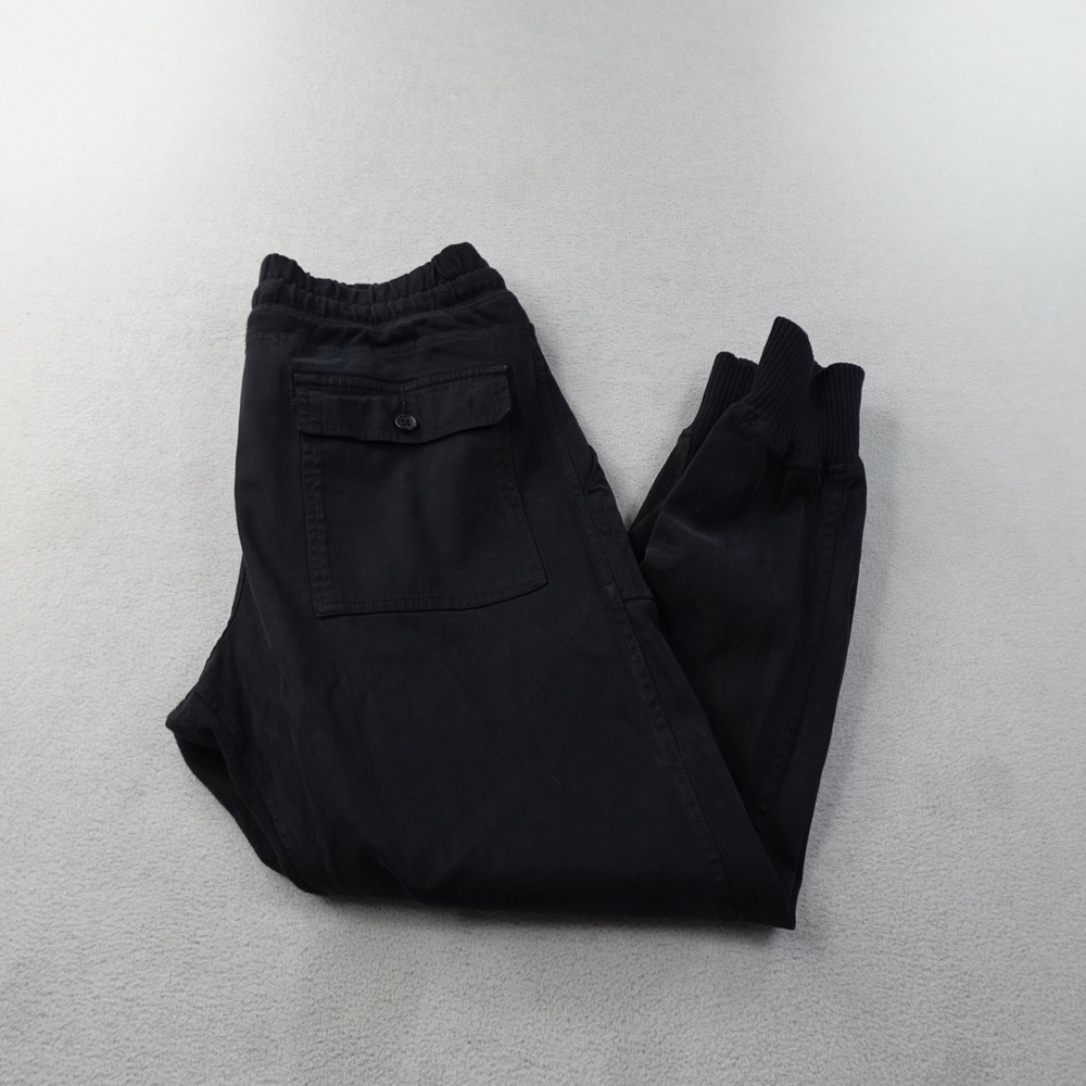 James Perse Mixed Media Jogger Pants Womens 2 Black Casual Pull On Resort Wear